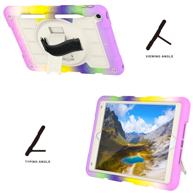 For iPad 10.2 2021 / 2020 / 2019 Silicone Hybrid PC Shockproof Tablet Case with Shoulder Strap(Colorful Purple) - iPad 10.2 Cases by buy2fix | Online Shopping UK | buy2fix