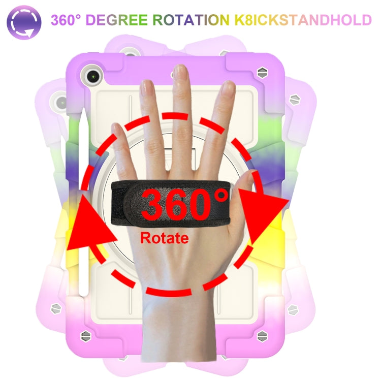 For iPad 10.2 2021 / 2020 / 2019 Silicone Hybrid PC Shockproof Tablet Case with Shoulder Strap(Colorful Purple) - iPad 10.2 Cases by buy2fix | Online Shopping UK | buy2fix