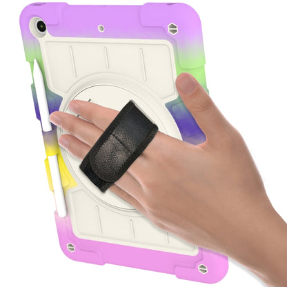 For iPad 10.2 2021 / 2020 / 2019 Silicone Hybrid PC Shockproof Tablet Case with Shoulder Strap(Colorful Purple) - iPad 10.2 Cases by buy2fix | Online Shopping UK | buy2fix