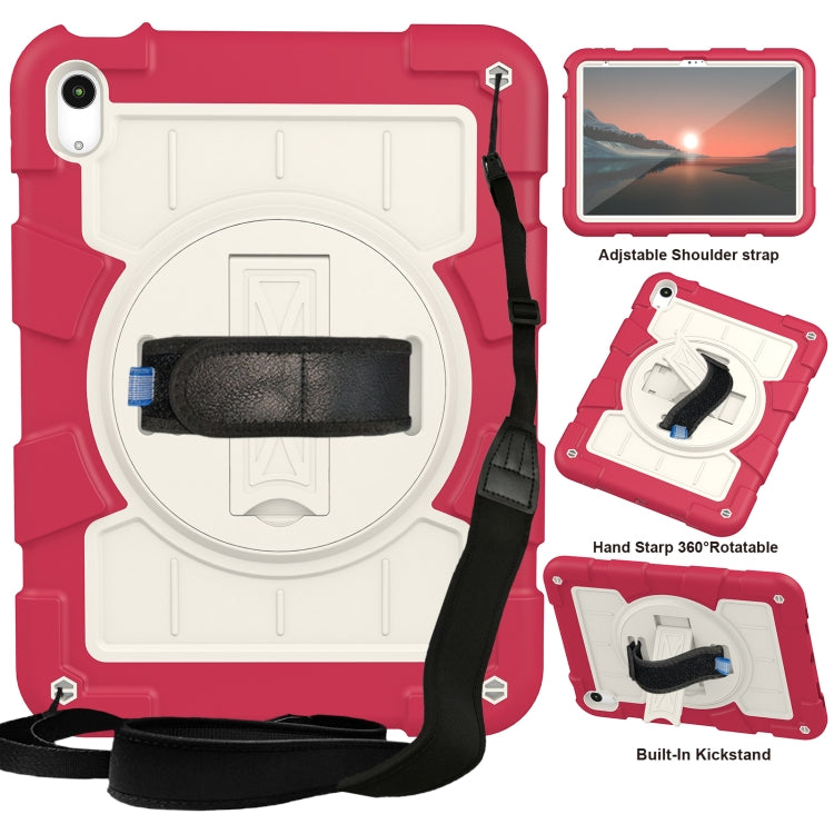 For iPad 2025 / 2022 Silicone Hybrid PC Shockproof Tablet Case with Shoulder Strap(Feifan Magenta) - iPad 2025 / 2022 Cases by buy2fix | Online Shopping UK | buy2fix