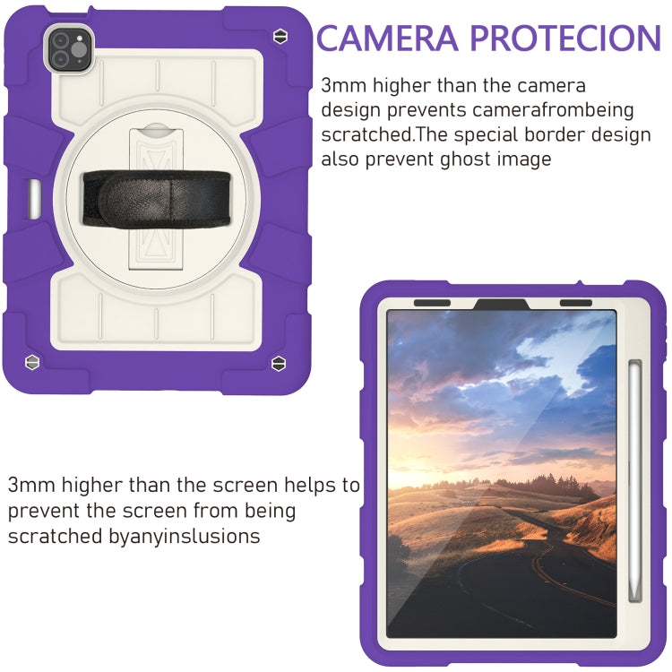 For iPad Pro 11 2018 / 2020 Silicone Hybrid PC Shockproof Tablet Case with Shoulder Strap(Catharanthus Roseus) - iPad Pro 11 (2020) Cases by buy2fix | Online Shopping UK | buy2fix