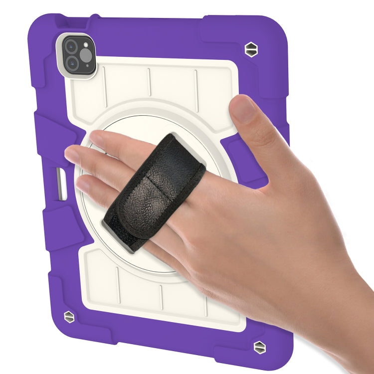 For iPad Pro 11 2018 / 2020 Silicone Hybrid PC Shockproof Tablet Case with Shoulder Strap(Catharanthus Roseus) - iPad Pro 11 (2020) Cases by buy2fix | Online Shopping UK | buy2fix