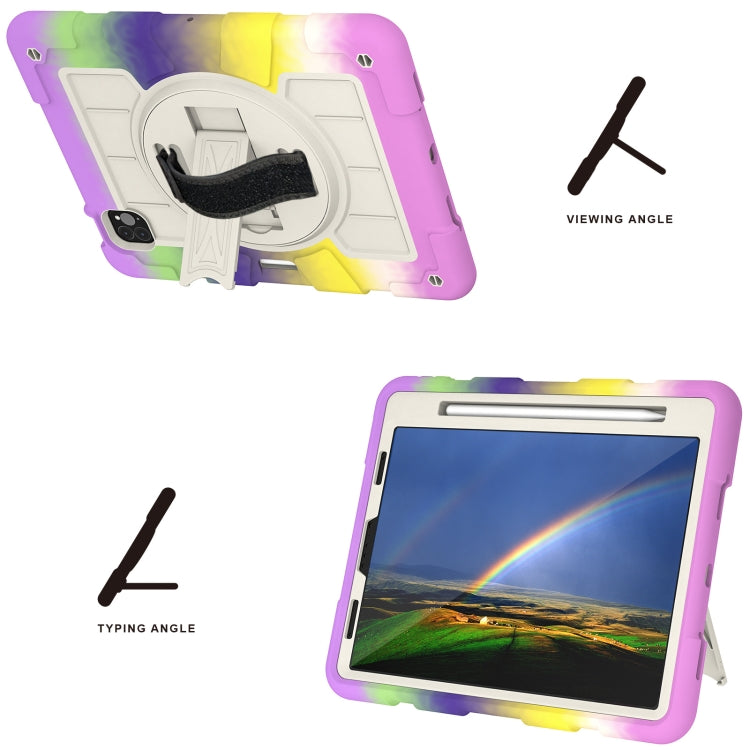 For iPad Pro 11 2018 / 2020 Silicone Hybrid PC Shockproof Tablet Case with Shoulder Strap(Colorful Purple) - iPad Pro 11 (2020) Cases by buy2fix | Online Shopping UK | buy2fix
