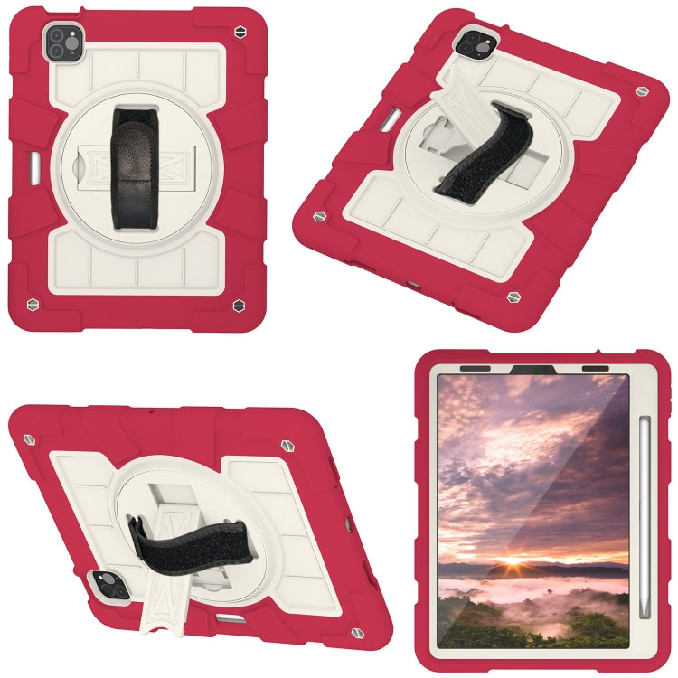 For iPad Air 2020 / 2022 10.9 Silicone Hybrid PC Shockproof Tablet Case with Shoulder Strap(Feifan Magenta) - iPad Air (2022) / (2020) 10.9 Cases by buy2fix | Online Shopping UK | buy2fix