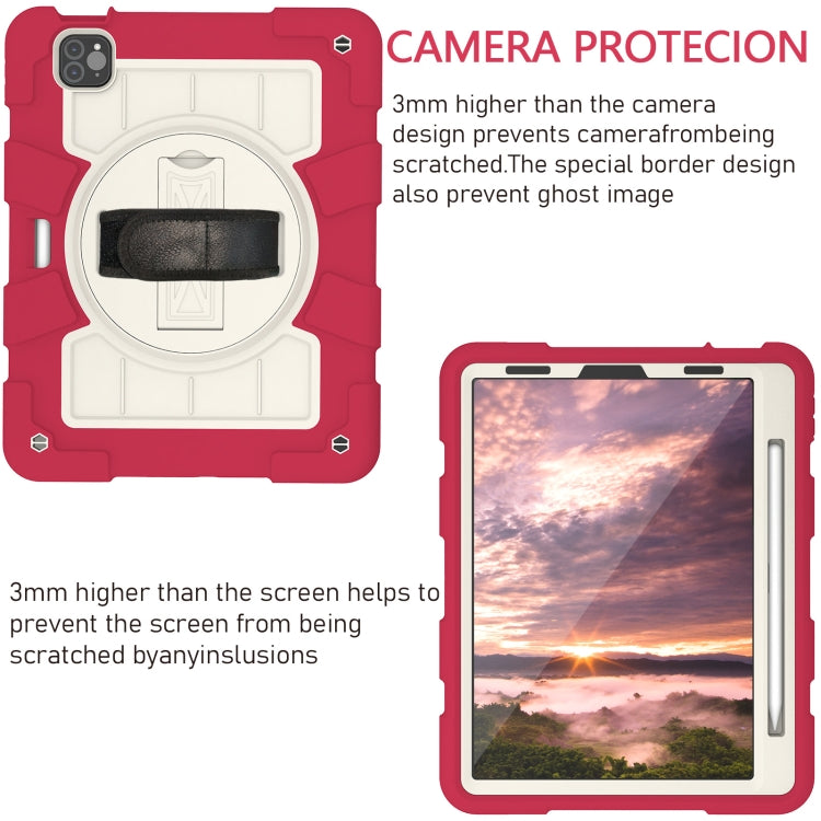 For iPad Air 2020 / 2022 10.9 Silicone Hybrid PC Shockproof Tablet Case with Shoulder Strap(Feifan Magenta) - iPad Air (2022) / (2020) 10.9 Cases by buy2fix | Online Shopping UK | buy2fix