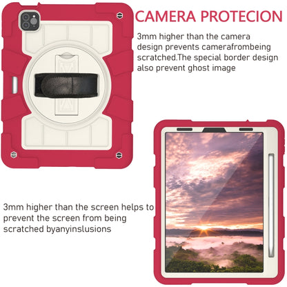 For iPad Air 2020 / 2022 10.9 Silicone Hybrid PC Shockproof Tablet Case with Shoulder Strap(Feifan Magenta) - iPad Air (2022) / (2020) 10.9 Cases by buy2fix | Online Shopping UK | buy2fix