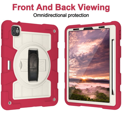 For iPad Air 2020 / 2022 10.9 Silicone Hybrid PC Shockproof Tablet Case with Shoulder Strap(Feifan Magenta) - iPad Air (2022) / (2020) 10.9 Cases by buy2fix | Online Shopping UK | buy2fix