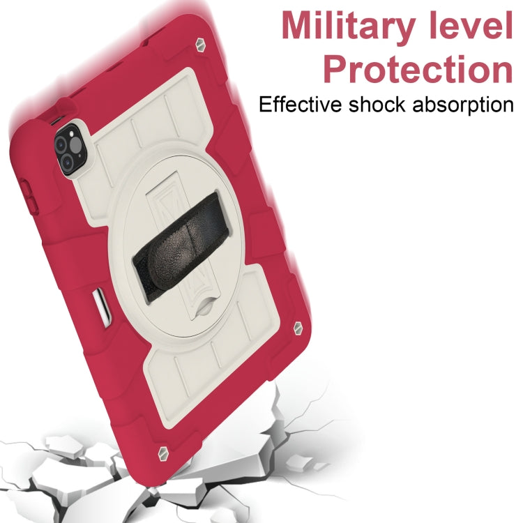 For iPad Air 2020 / 2022 10.9 Silicone Hybrid PC Shockproof Tablet Case with Shoulder Strap(Feifan Magenta) - iPad Air (2022) / (2020) 10.9 Cases by buy2fix | Online Shopping UK | buy2fix