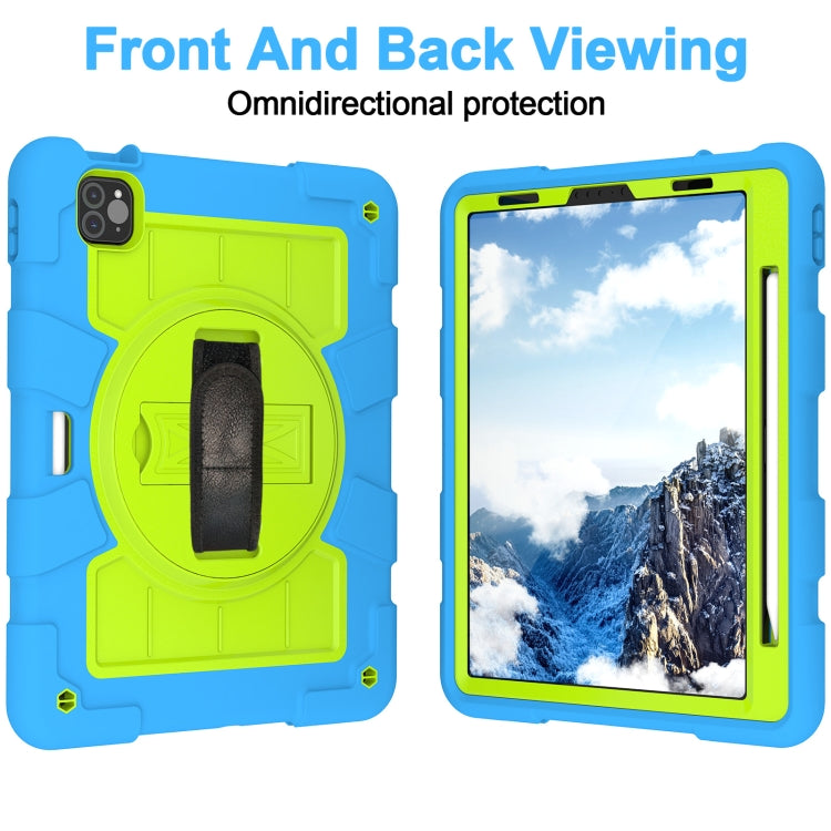 For iPad Air 2020 / 2022 10.9 Silicone Hybrid PC Shockproof Tablet Case with Shoulder Strap(Bluish-Green) - iPad Air (2022) / (2020) 10.9 Cases by buy2fix | Online Shopping UK | buy2fix