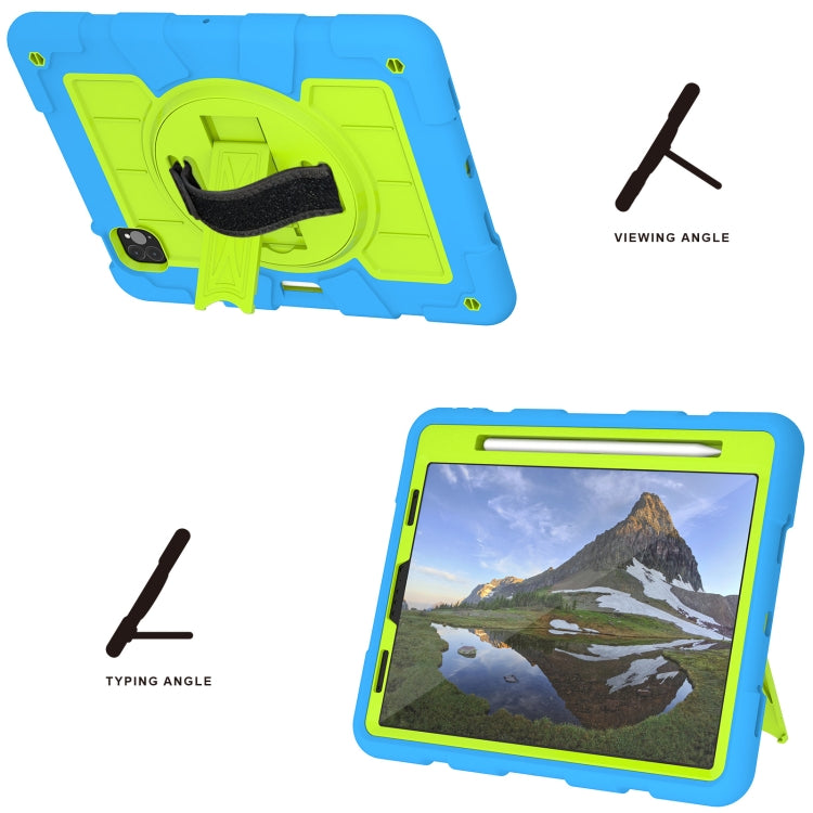 For iPad Air 2020 / 2022 10.9 Silicone Hybrid PC Shockproof Tablet Case with Shoulder Strap(Bluish-Green) - iPad Air (2022) / (2020) 10.9 Cases by buy2fix | Online Shopping UK | buy2fix