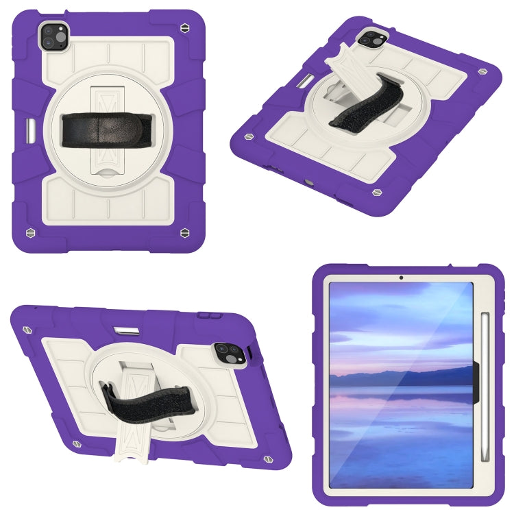 For iPad Air 11 2024 Silicone Hybrid PC Shockproof Tablet Case with Shoulder Strap(Catharanthus Roseus) - iPad Air 11 2024 Cases by buy2fix | Online Shopping UK | buy2fix