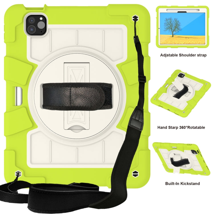 For iPad Air 11 2025 / 2024 Silicone Hybrid PC Shockproof Tablet Case with Shoulder Strap(Love Birds Green) by buy2fix