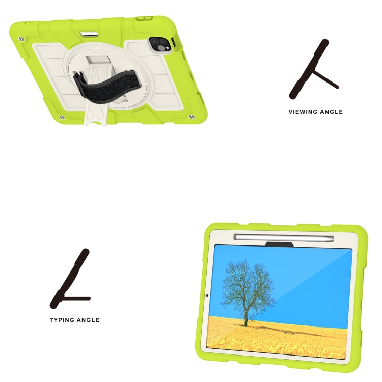 For iPad Air 11 2025 / 2024 Silicone Hybrid PC Shockproof Tablet Case with Shoulder Strap(Love Birds Green) by buy2fix