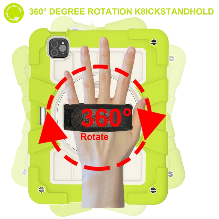 For iPad Air 11 2025 / 2024 Silicone Hybrid PC Shockproof Tablet Case with Shoulder Strap(Love Birds Green) by buy2fix