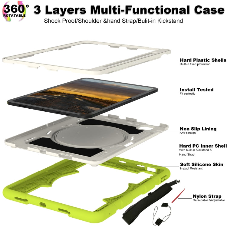 For iPad Air 11 2025 / 2024 Silicone Hybrid PC Shockproof Tablet Case with Shoulder Strap(Love Birds Green) by buy2fix