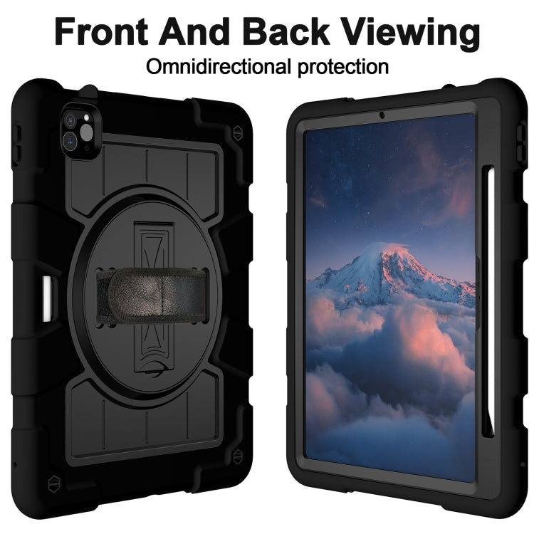 For iPad Air 11 2025 / 2024 Silicone Hybrid PC Shockproof Tablet Case with Shoulder Strap(Black) by buy2fix