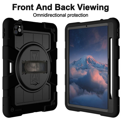 For iPad Air 11 2025 / 2024 Silicone Hybrid PC Shockproof Tablet Case with Shoulder Strap(Black) by buy2fix