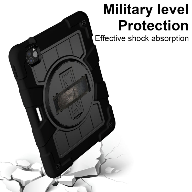 For iPad Air 11 2025 / 2024 Silicone Hybrid PC Shockproof Tablet Case with Shoulder Strap(Black) by buy2fix