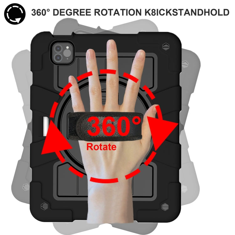 For iPad Air 11 2025 / 2024 Silicone Hybrid PC Shockproof Tablet Case with Shoulder Strap(Black) by buy2fix