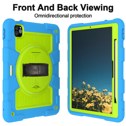 For iPad Air 11 2025 / 2024 Silicone Hybrid PC Shockproof Tablet Case with Shoulder Strap(Bluish-Green) by buy2fix