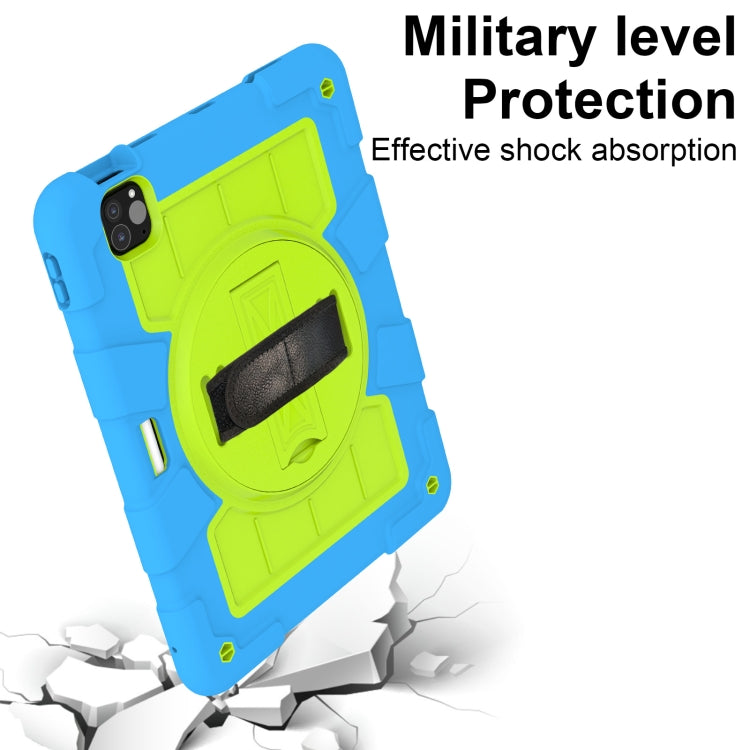 For iPad Air 11 2025 / 2024 Silicone Hybrid PC Shockproof Tablet Case with Shoulder Strap(Bluish-Green) by buy2fix