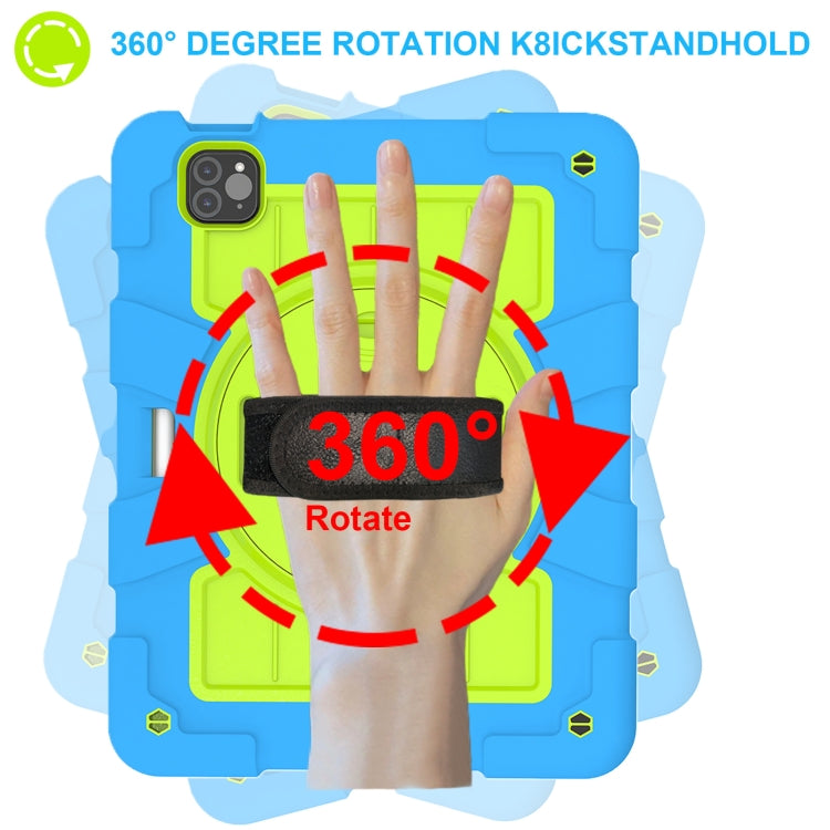 For iPad Air 11 2025 / 2024 Silicone Hybrid PC Shockproof Tablet Case with Shoulder Strap(Bluish-Green) by buy2fix