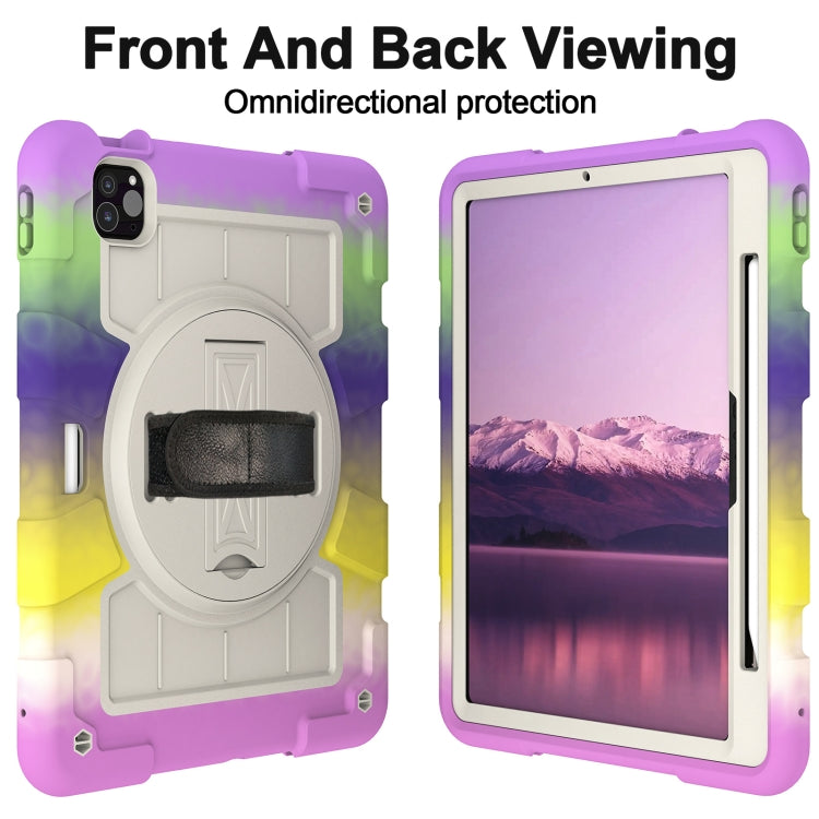 For iPad Air 11 2025 / 2024 Silicone Hybrid PC Shockproof Tablet Case with Shoulder Strap(Colorful Purple) by buy2fix
