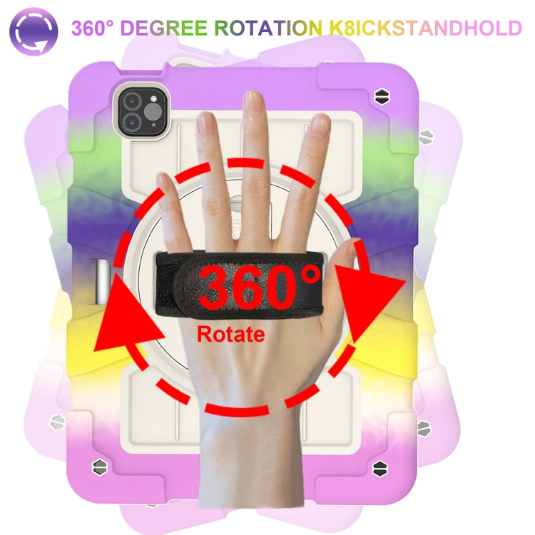 For iPad Air 11 2025 / 2024 Silicone Hybrid PC Shockproof Tablet Case with Shoulder Strap(Colorful Purple) by buy2fix