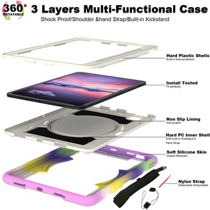 For iPad Air 11 2025 / 2024 Silicone Hybrid PC Shockproof Tablet Case with Shoulder Strap(Colorful Purple) by buy2fix