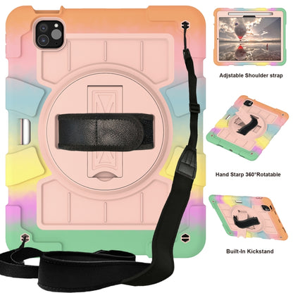 For iPad Air 11 2025 / 2024 Silicone Hybrid PC Shockproof Tablet Case with Shoulder Strap(Colorful Gold) by buy2fix