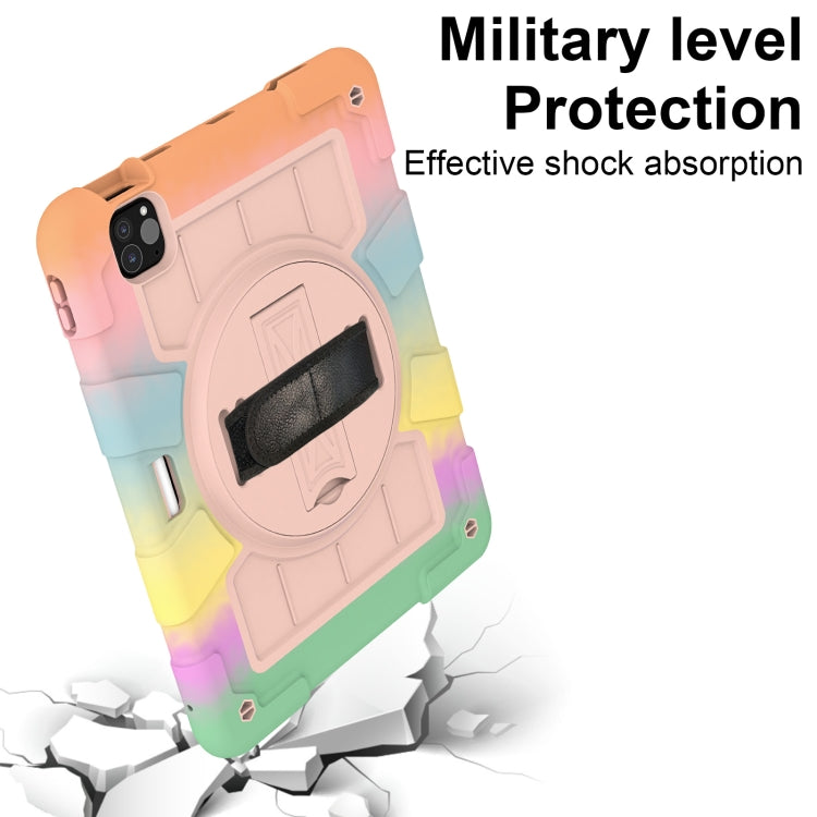 For iPad Air 11 2025 / 2024 Silicone Hybrid PC Shockproof Tablet Case with Shoulder Strap(Colorful Gold) by buy2fix