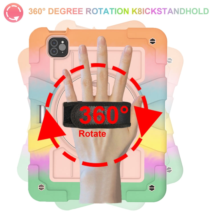 For iPad Air 11 2025 / 2024 Silicone Hybrid PC Shockproof Tablet Case with Shoulder Strap(Colorful Gold) by buy2fix