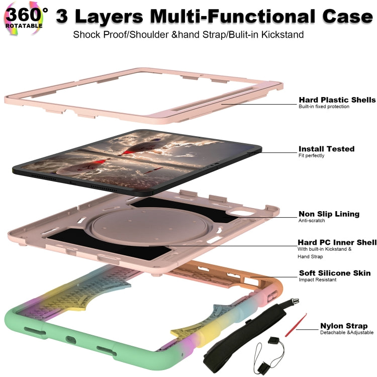 For iPad Air 11 2025 / 2024 Silicone Hybrid PC Shockproof Tablet Case with Shoulder Strap(Colorful Gold) by buy2fix