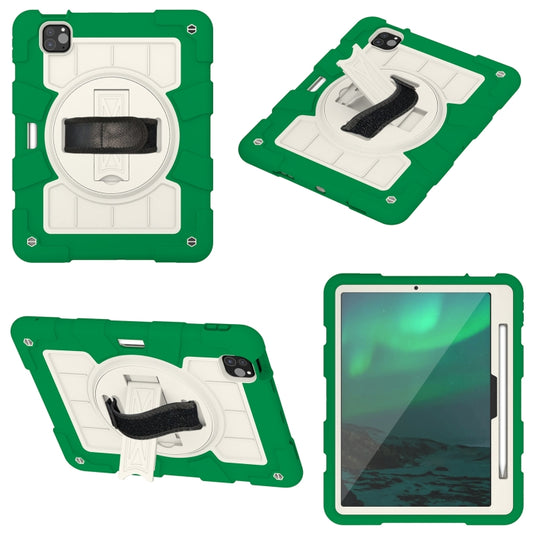 For iPad Pro 11 2025 / 2024 Silicone Hybrid PC Shockproof Tablet Case with Shoulder Strap(Classic Green) by buy2fix