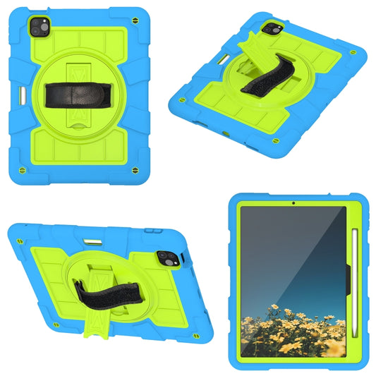 For iPad Pro 11 2025 / 2024 Silicone Hybrid PC Shockproof Tablet Case with Shoulder Strap(Bluish-Green) by buy2fix