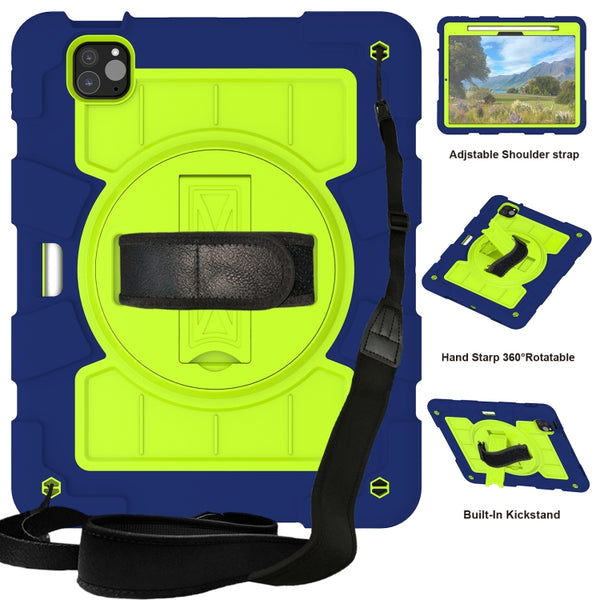 For iPad Pro 11 2025 / 2024 Silicone Hybrid PC Shockproof Tablet Case with Shoulder Strap(Tibetan Turquoise) by buy2fix