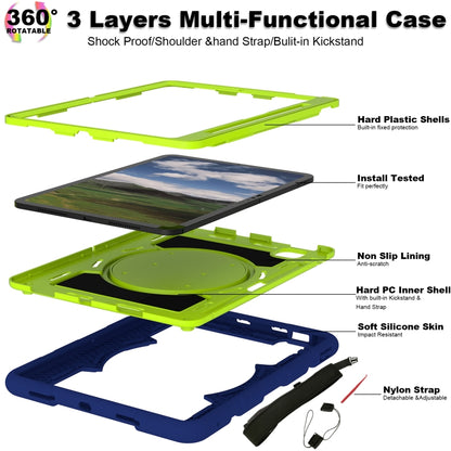 For iPad Pro 11 2025 / 2024 Silicone Hybrid PC Shockproof Tablet Case with Shoulder Strap(Tibetan Turquoise) by buy2fix