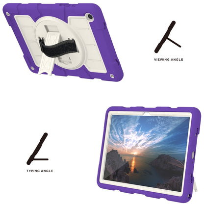 For Samsung Galaxy Tab A9+ Silicone Hybrid PC Shockproof Tablet Case with Shoulder Strap(Catharanthus Roseus) - Galaxy Tab A9+ by buy2fix | Online Shopping UK | buy2fix