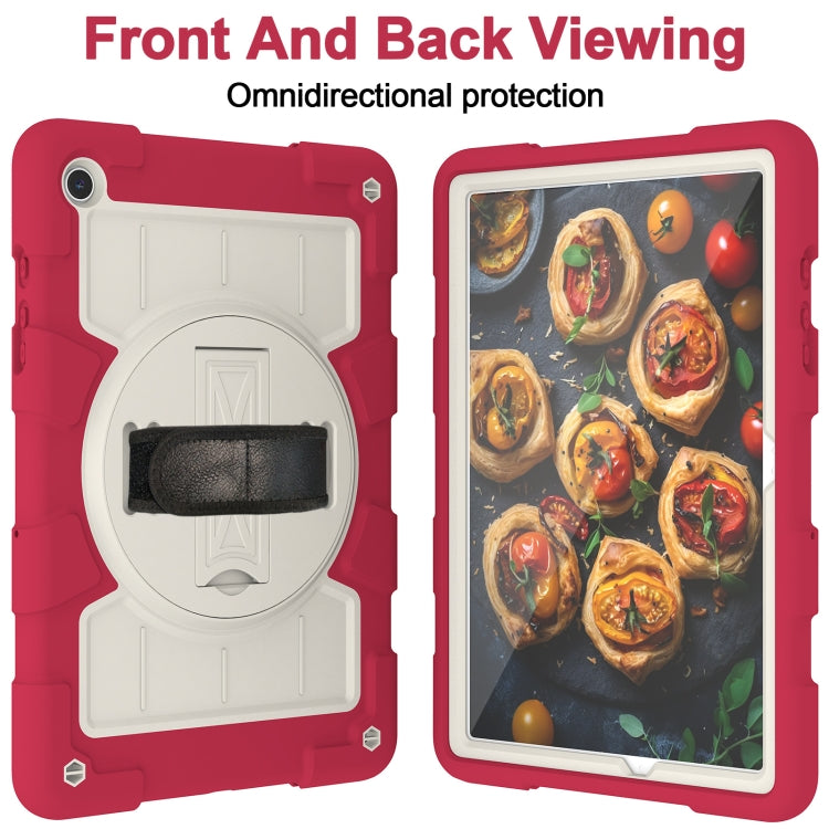 For Samsung Galaxy Tab A9+ Silicone Hybrid PC Shockproof Tablet Case with Shoulder Strap(Feifan Magenta) - Galaxy Tab A9+ by buy2fix | Online Shopping UK | buy2fix