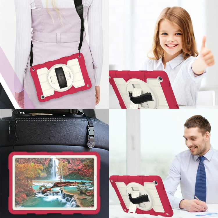 For Samsung Galaxy Tab A9+ Silicone Hybrid PC Shockproof Tablet Case with Shoulder Strap(Feifan Magenta) - Galaxy Tab A9+ by buy2fix | Online Shopping UK | buy2fix