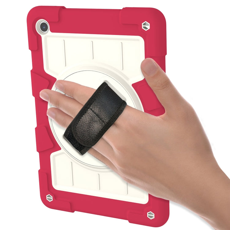 For Samsung Galaxy Tab A9+ Silicone Hybrid PC Shockproof Tablet Case with Shoulder Strap(Feifan Magenta) - Galaxy Tab A9+ by buy2fix | Online Shopping UK | buy2fix