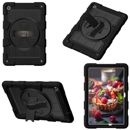 For Samsung Galaxy Tab A9+ Silicone Hybrid PC Shockproof Tablet Case with Shoulder Strap(Black) - Galaxy Tab A9+ by buy2fix | Online Shopping UK | buy2fix