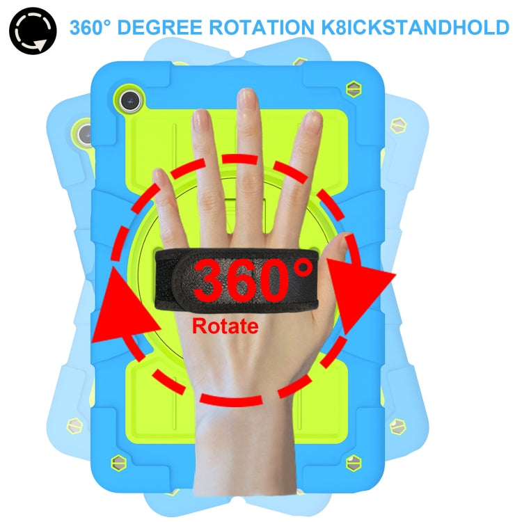 For Samsung Galaxy Tab A9+ Silicone Hybrid PC Shockproof Tablet Case with Shoulder Strap(Bluish-Green) - Galaxy Tab A9+ by buy2fix | Online Shopping UK | buy2fix