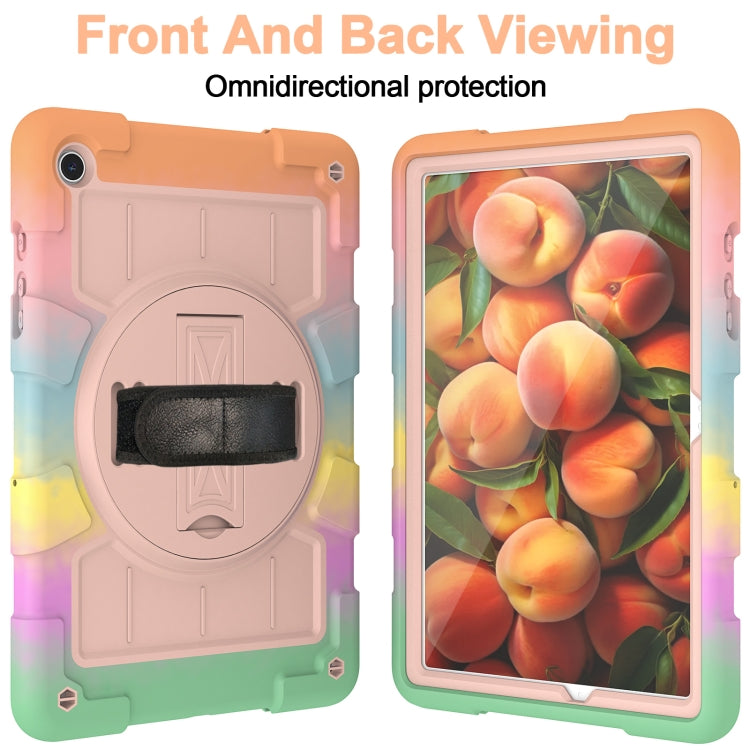 For Samsung Galaxy Tab A9+ Silicone Hybrid PC Shockproof Tablet Case with Shoulder Strap(Colorful Gold) - Galaxy Tab A9+ by buy2fix | Online Shopping UK | buy2fix