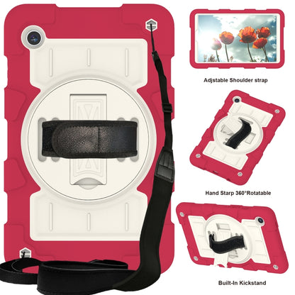 For Samsung Galaxy Tab A9 X110/X115 Silicone Hybrid PC Shockproof Tablet Case with Shoulder Strap(Feifan Magenta) - Galaxy Tab A9 by buy2fix | Online Shopping UK | buy2fix