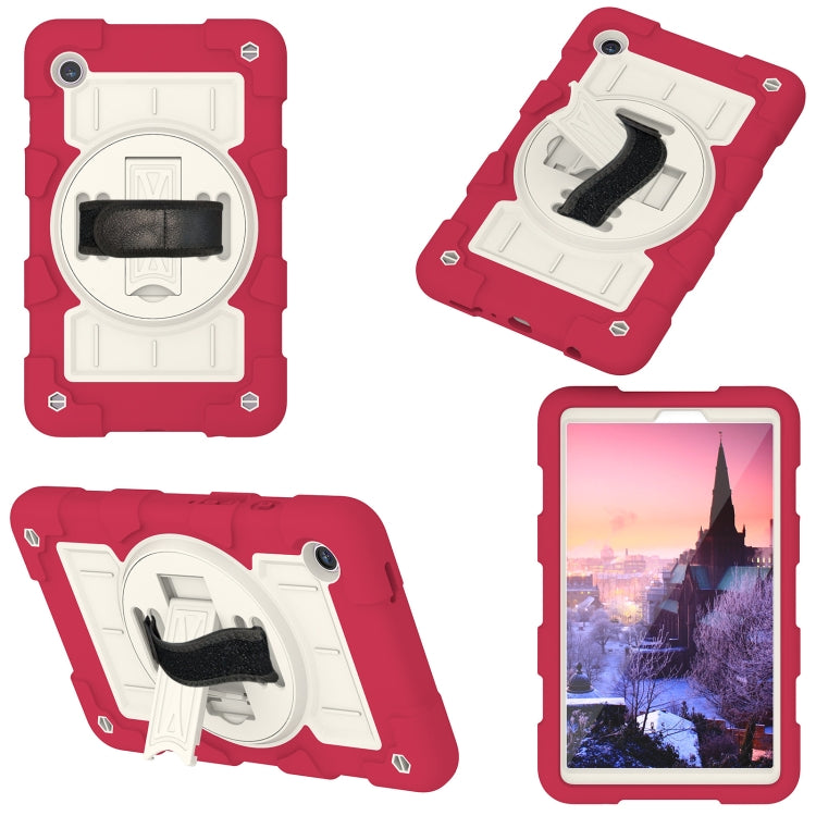 For Samsung Galaxy Tab A9 X110/X115 Silicone Hybrid PC Shockproof Tablet Case with Shoulder Strap(Feifan Magenta) - Galaxy Tab A9 by buy2fix | Online Shopping UK | buy2fix