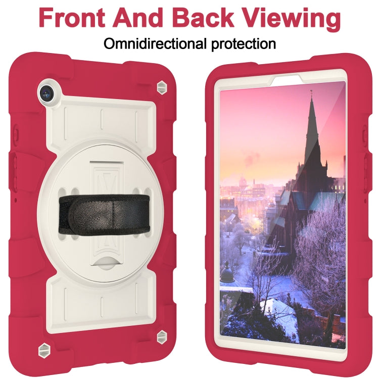 For Samsung Galaxy Tab A9 X110/X115 Silicone Hybrid PC Shockproof Tablet Case with Shoulder Strap(Feifan Magenta) - Galaxy Tab A9 by buy2fix | Online Shopping UK | buy2fix