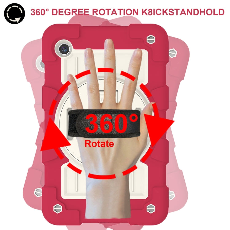 For Samsung Galaxy Tab A9 X110/X115 Silicone Hybrid PC Shockproof Tablet Case with Shoulder Strap(Feifan Magenta) - Galaxy Tab A9 by buy2fix | Online Shopping UK | buy2fix