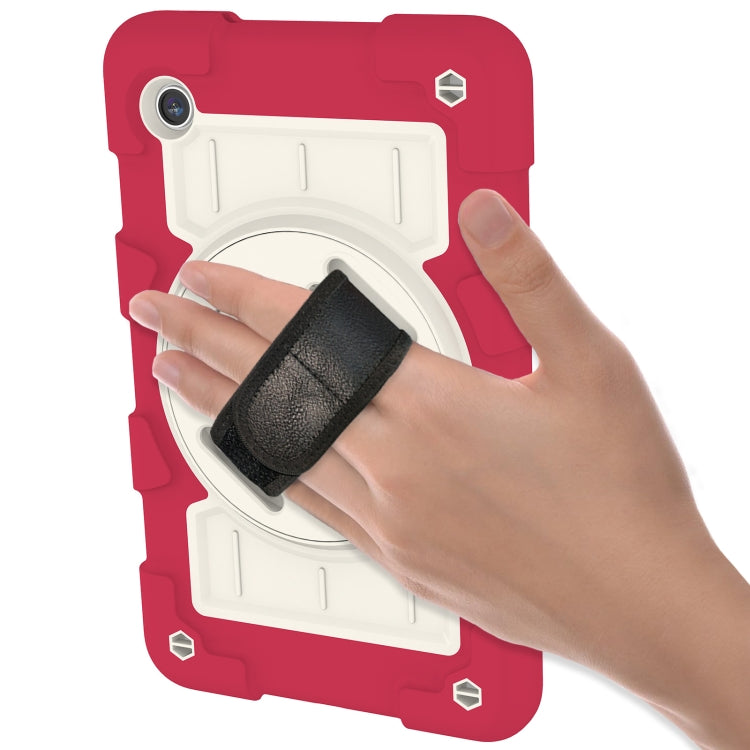 For Samsung Galaxy Tab A9 X110/X115 Silicone Hybrid PC Shockproof Tablet Case with Shoulder Strap(Feifan Magenta) - Galaxy Tab A9 by buy2fix | Online Shopping UK | buy2fix