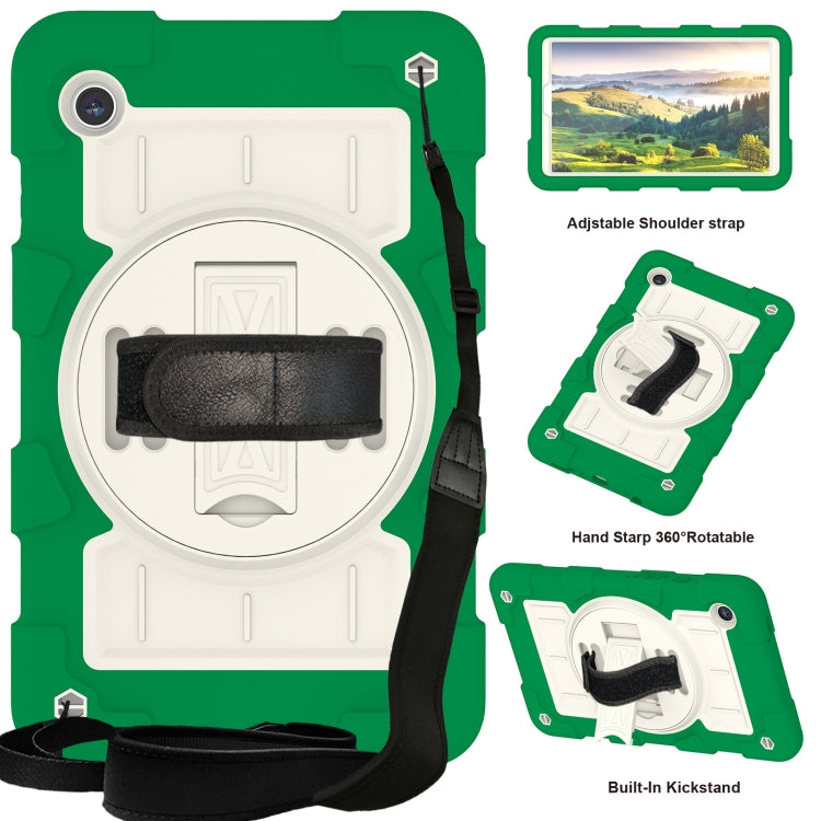 For Samsung Galaxy Tab A9 X110/X115 Silicone Hybrid PC Shockproof Tablet Case with Shoulder Strap(Classic Green) - Galaxy Tab A9 by buy2fix | Online Shopping UK | buy2fix